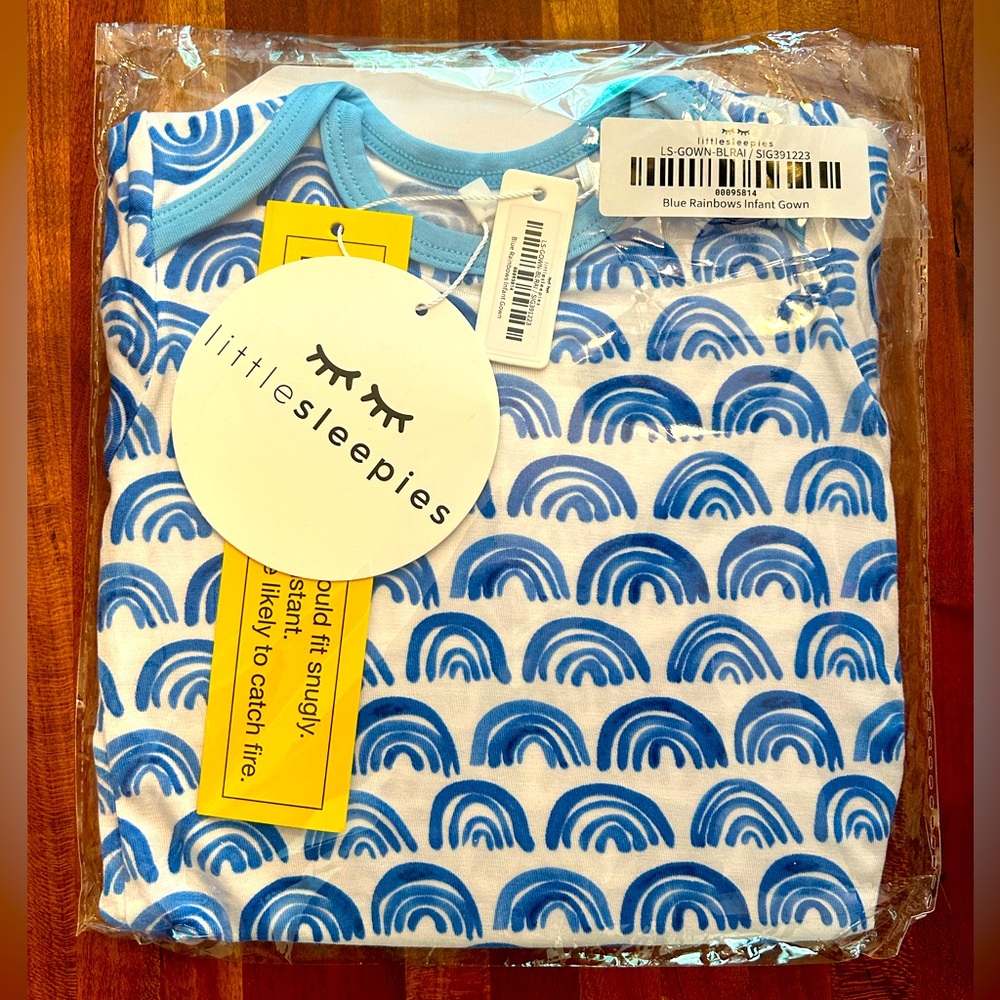 Little Sleepies Blue Rainbows Infant Gown